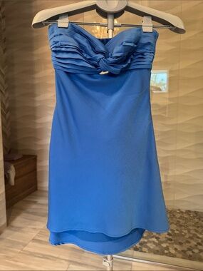 American Threads Strapless Twist-Pleat Cocktail Dress in Blue Medium